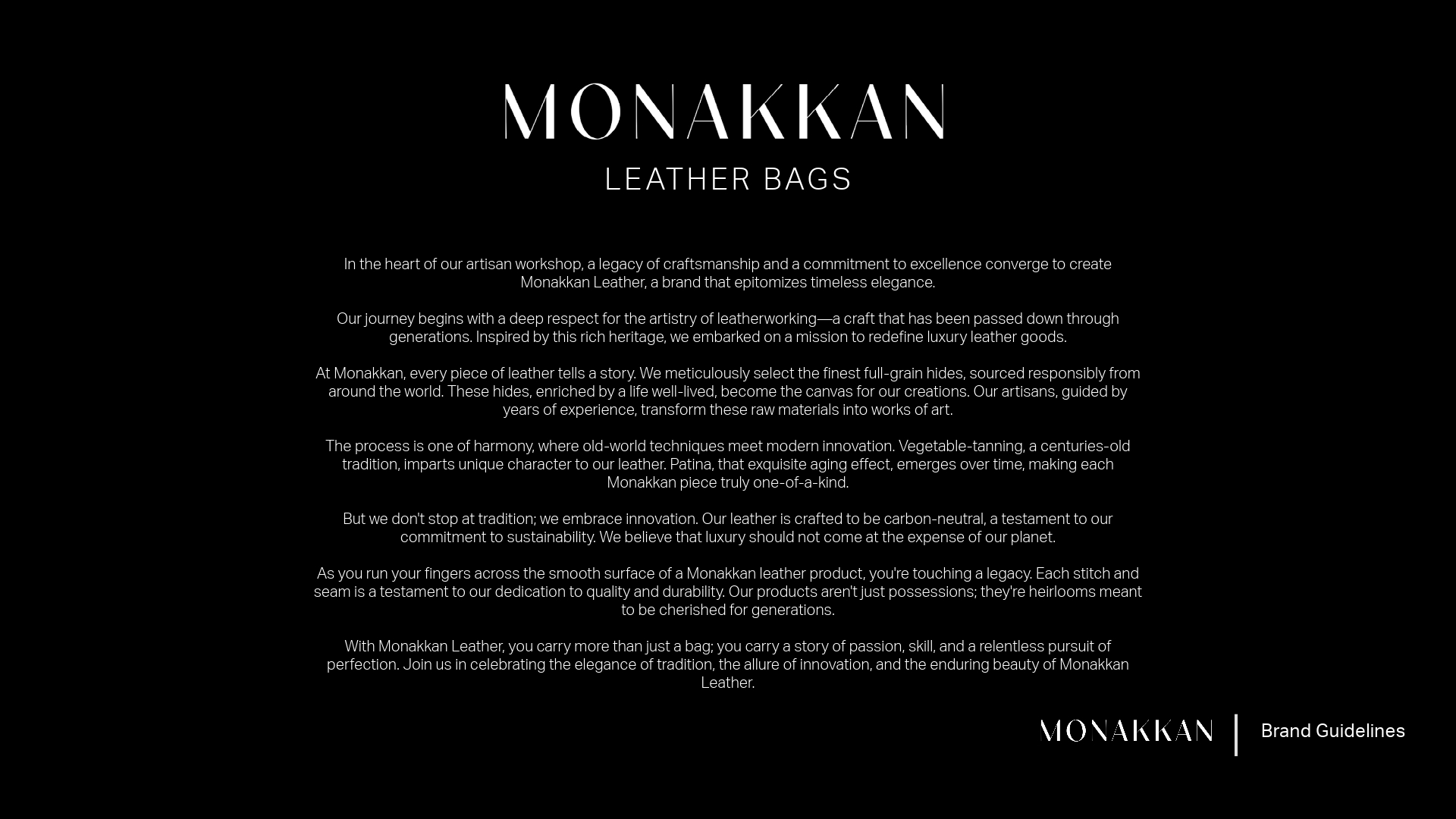 Monakkan table of contents brand guidelines