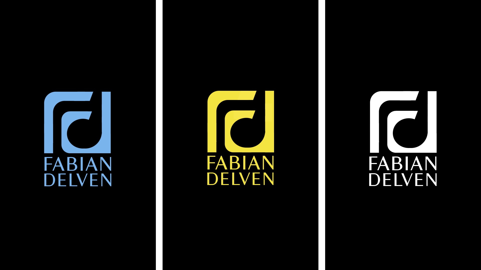 Logo on dark backgrounds — Blue, Yellow, White